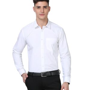 Scott International Shirt for Men, Solid Full Sleeves Shirt, Wrinkle Free Mens Shirts, Cotton Formal Shirts, Regular Fit Stylish Mens Shirt, Plain Formal Shirts for Men